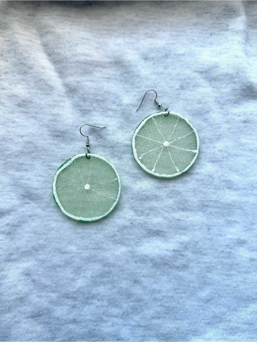 Lime Green Citrus Slice Dangle Earrings